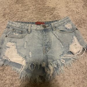 Signature8 Light Blue Distressed Jean Shorts
